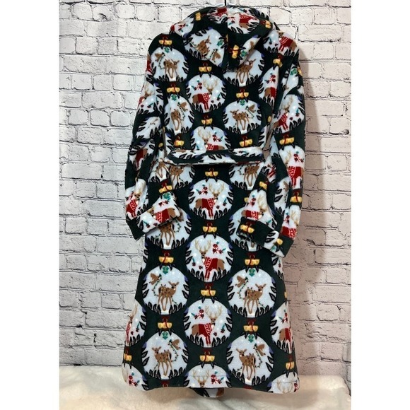 Vera Bradley Women's Robe Velour Plush Merry Mischief Christmas Deer Hooded SM/M - Picture 4 of 5